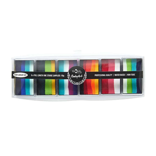 Rainbow Burst – 6 One Strokes Face & BodyArt Palette Sampler 6x 15g