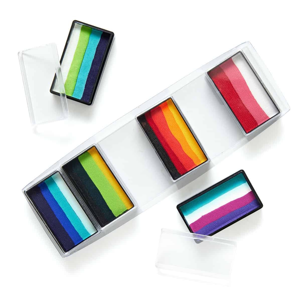 Rainbow Burst – 6 One Strokes Face & BodyArt Palette Sampler 6x 15g